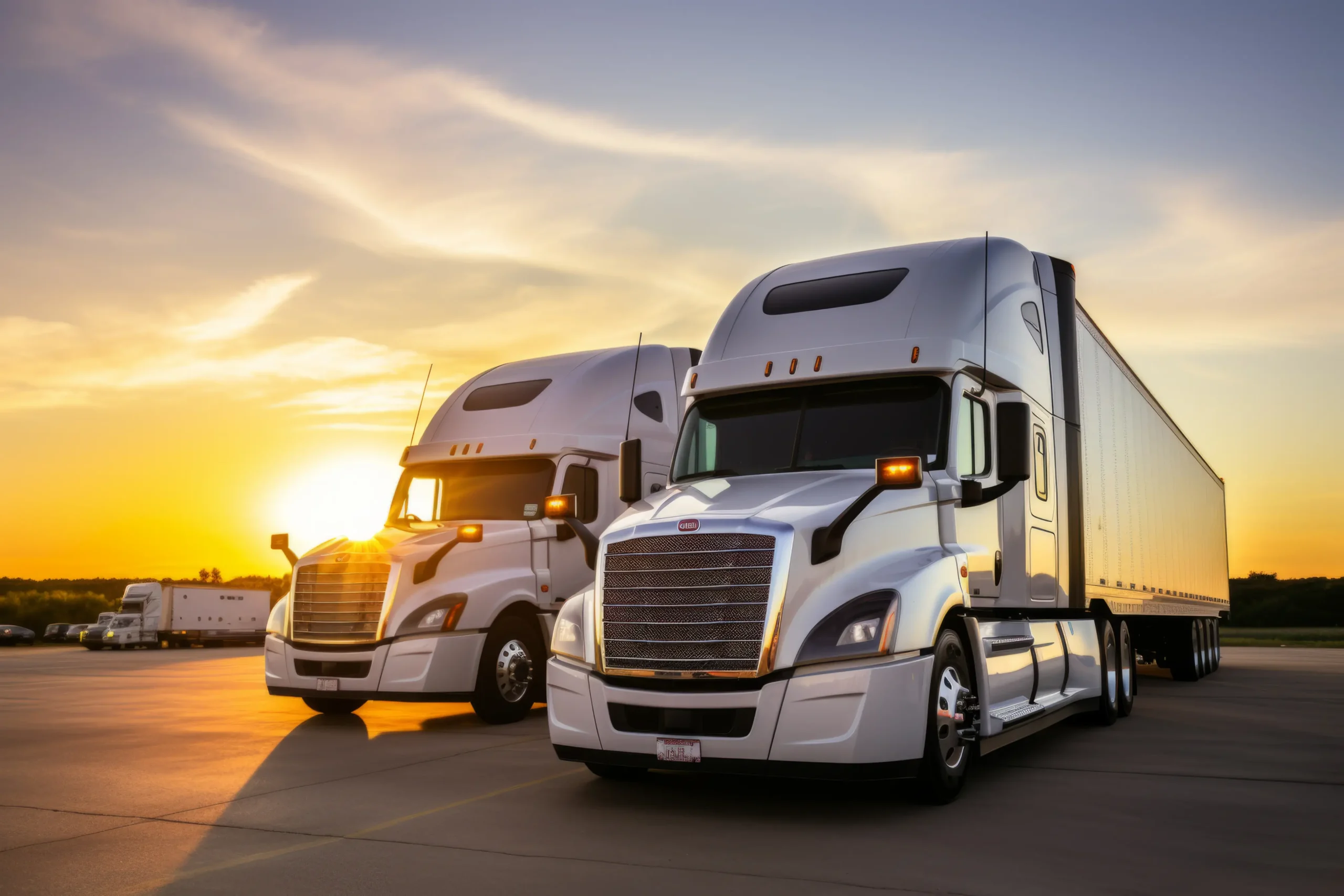 driving commercial trucks across state lines featuring two cargo trucks