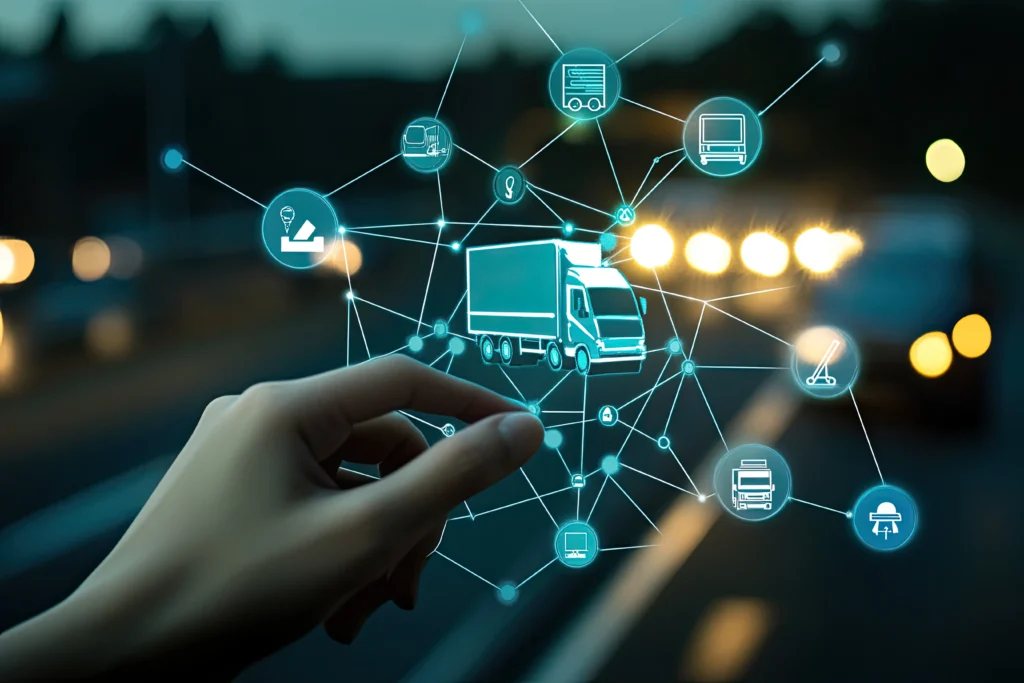 tms truck in front of the highway