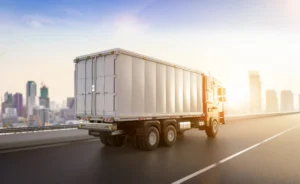 logistics live floor trailer on the road