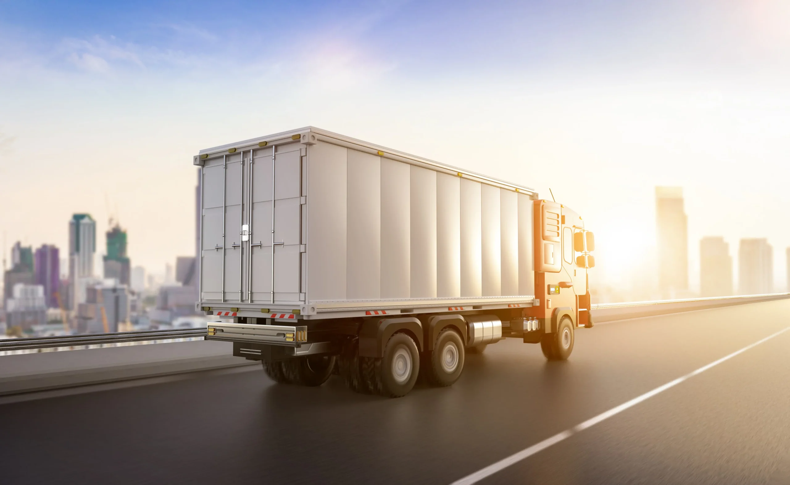 logistics live floor trailer on the road